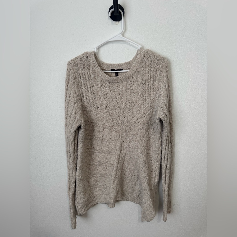 Olivia Sky Beige Cable Knit Sweater